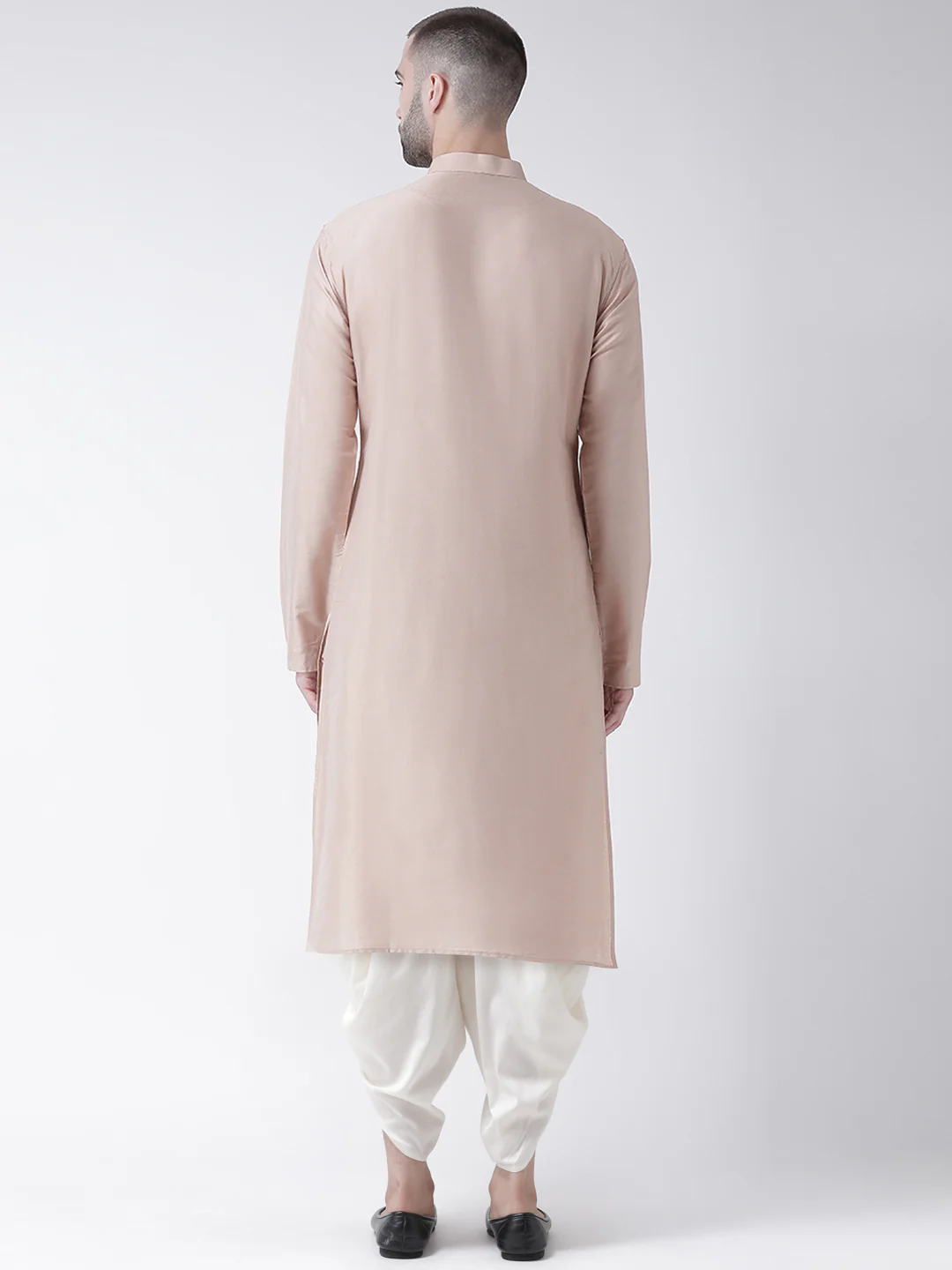 Men Beige Kurta Dhoti Set - Image 3