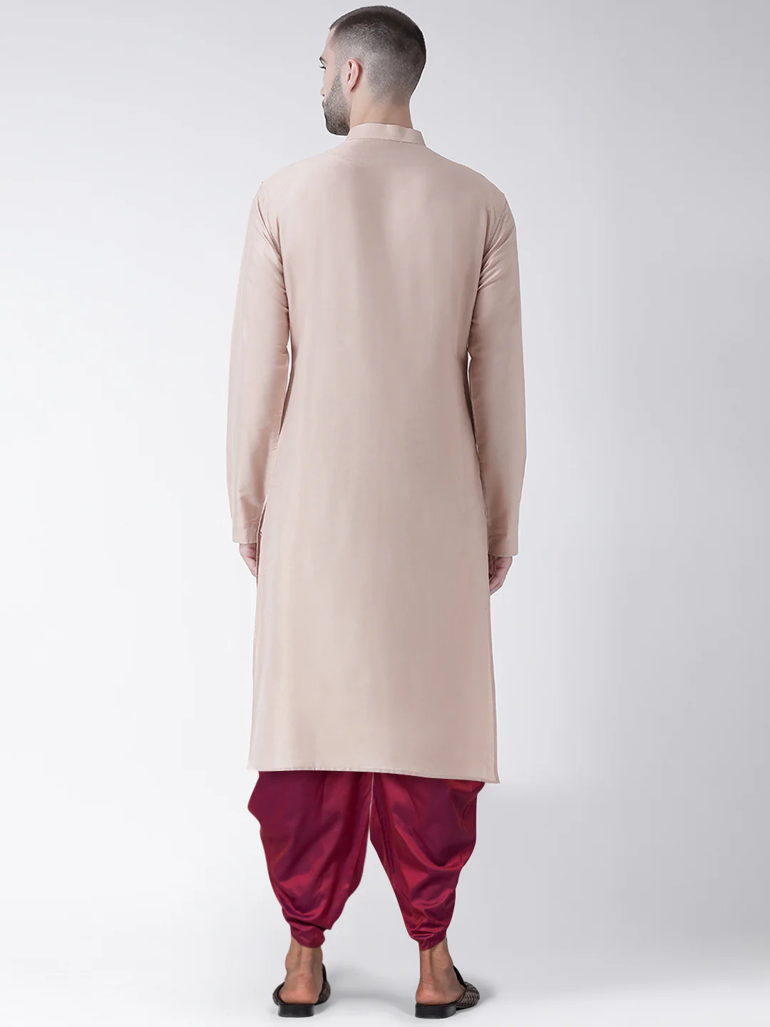 Men Beige Kurta Dhoti Set - Image 3
