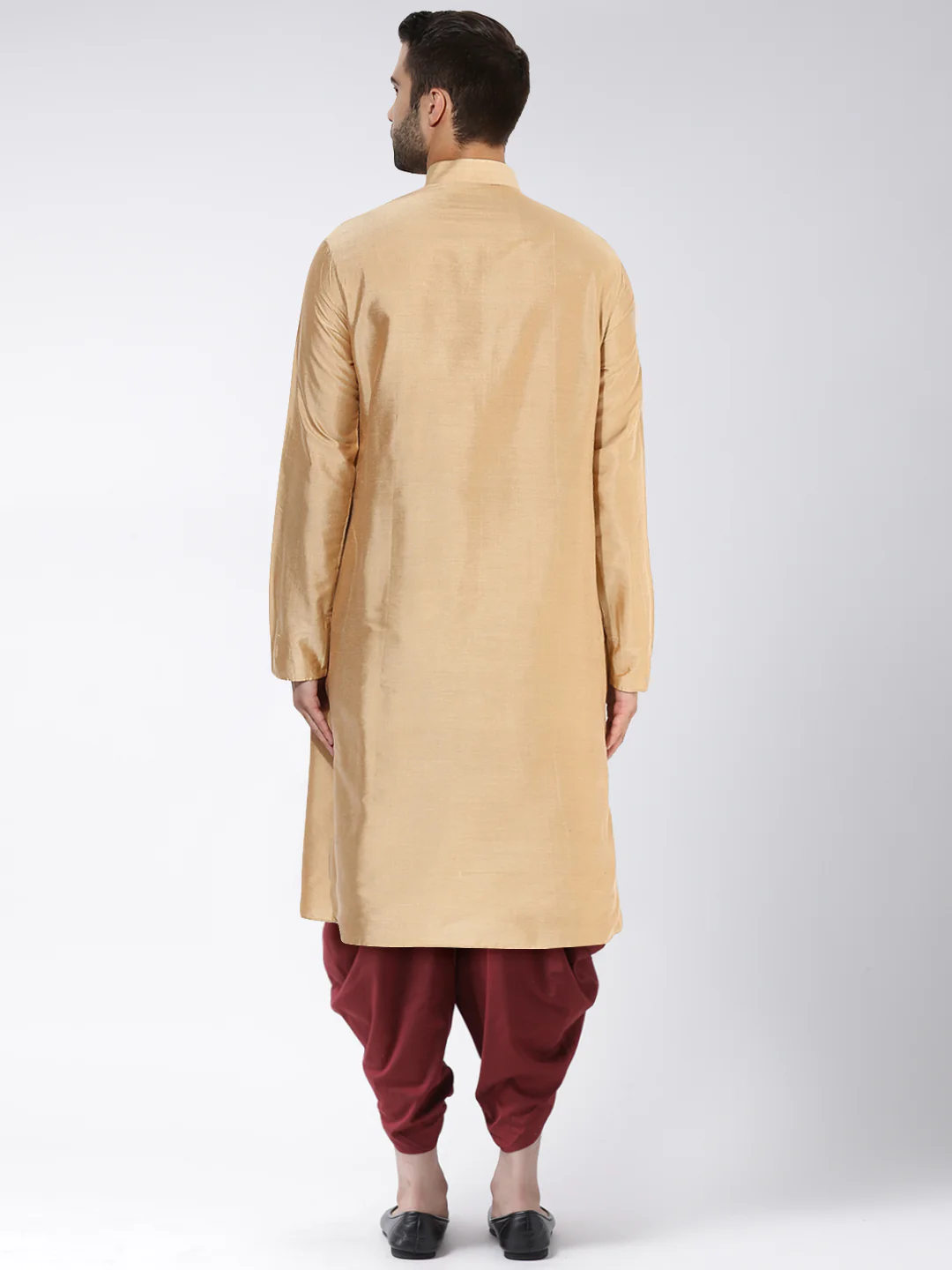 Beige Art Silk Solid Long Kurta - Image 4