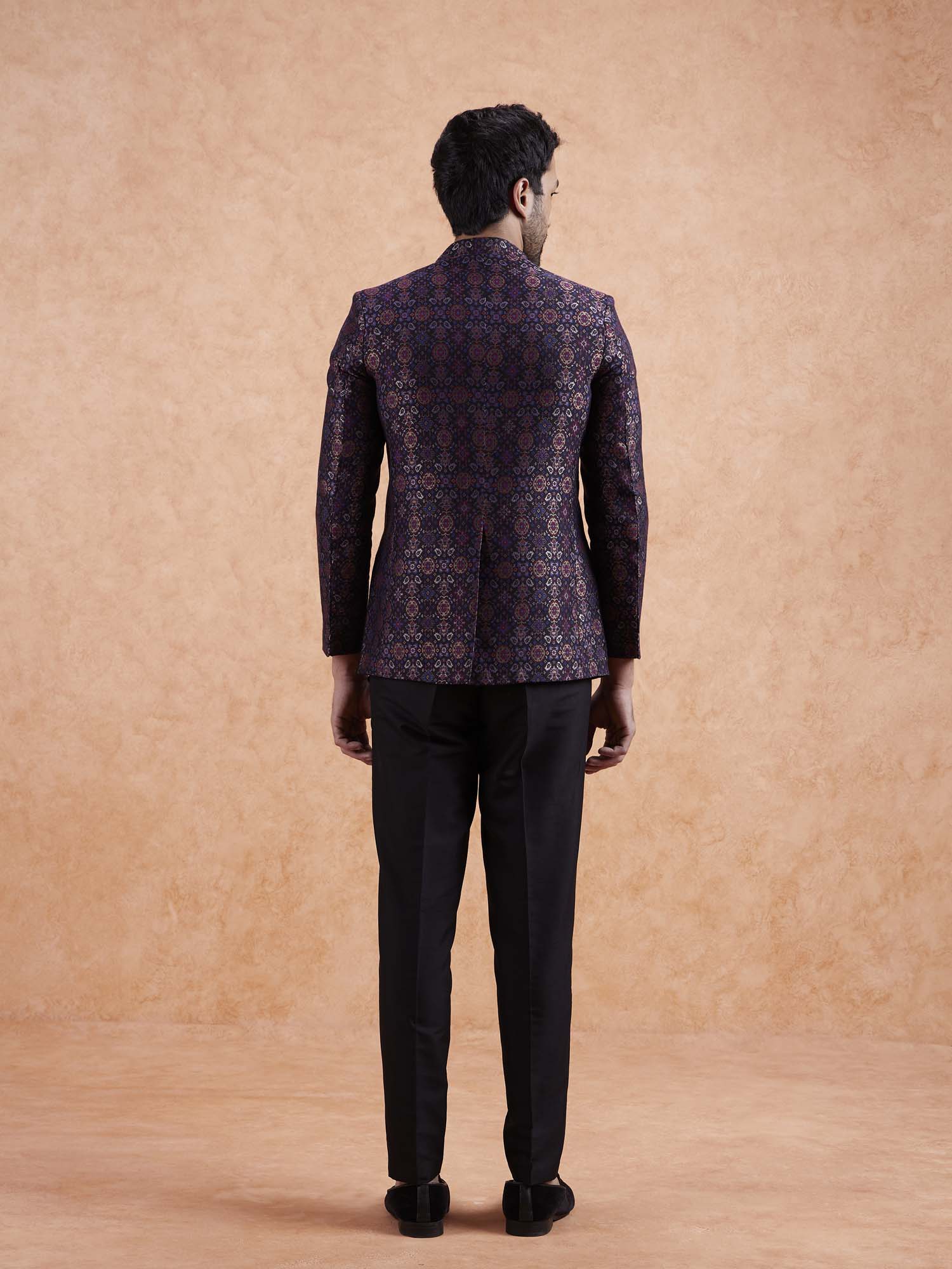 Maroon Silk Blend Textured Jodhpuri Bandhgala Set - Image 5