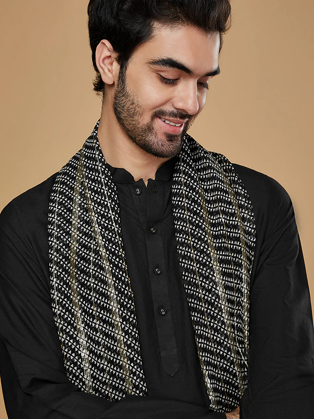 Black White Cotton Printed Dupatta. - Image 5