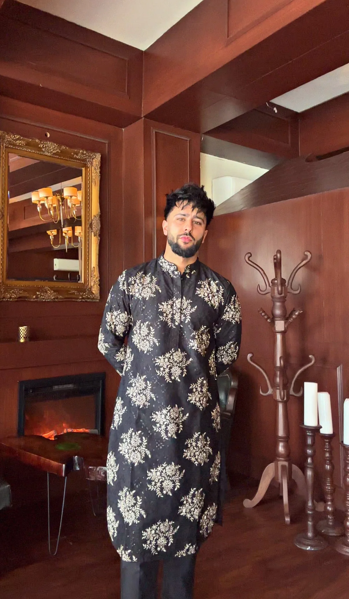 Black & Silver Floral embroidery Kurta - Image 8