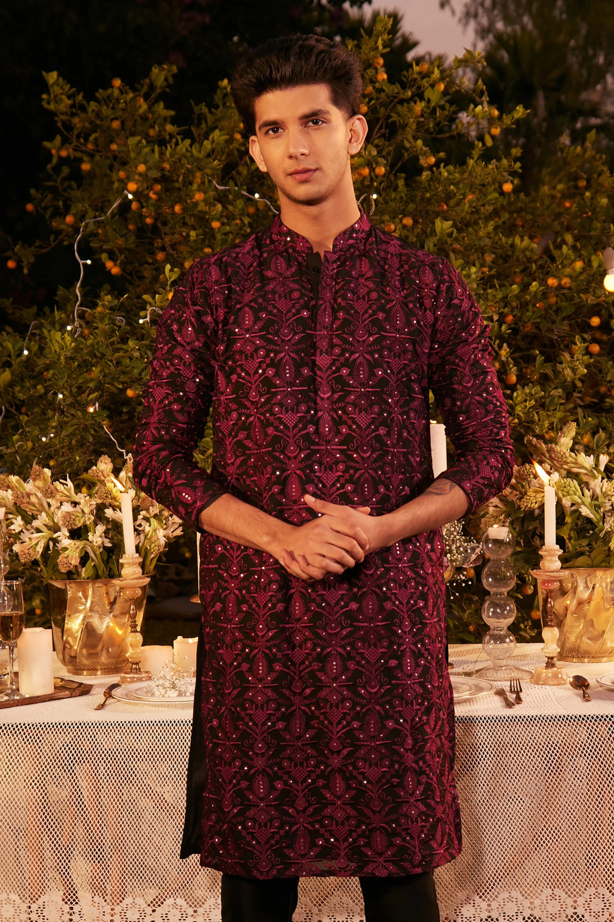 Black & Maroon Embroidered Kurta â€“ Festive & Wedding Wear - Image 10