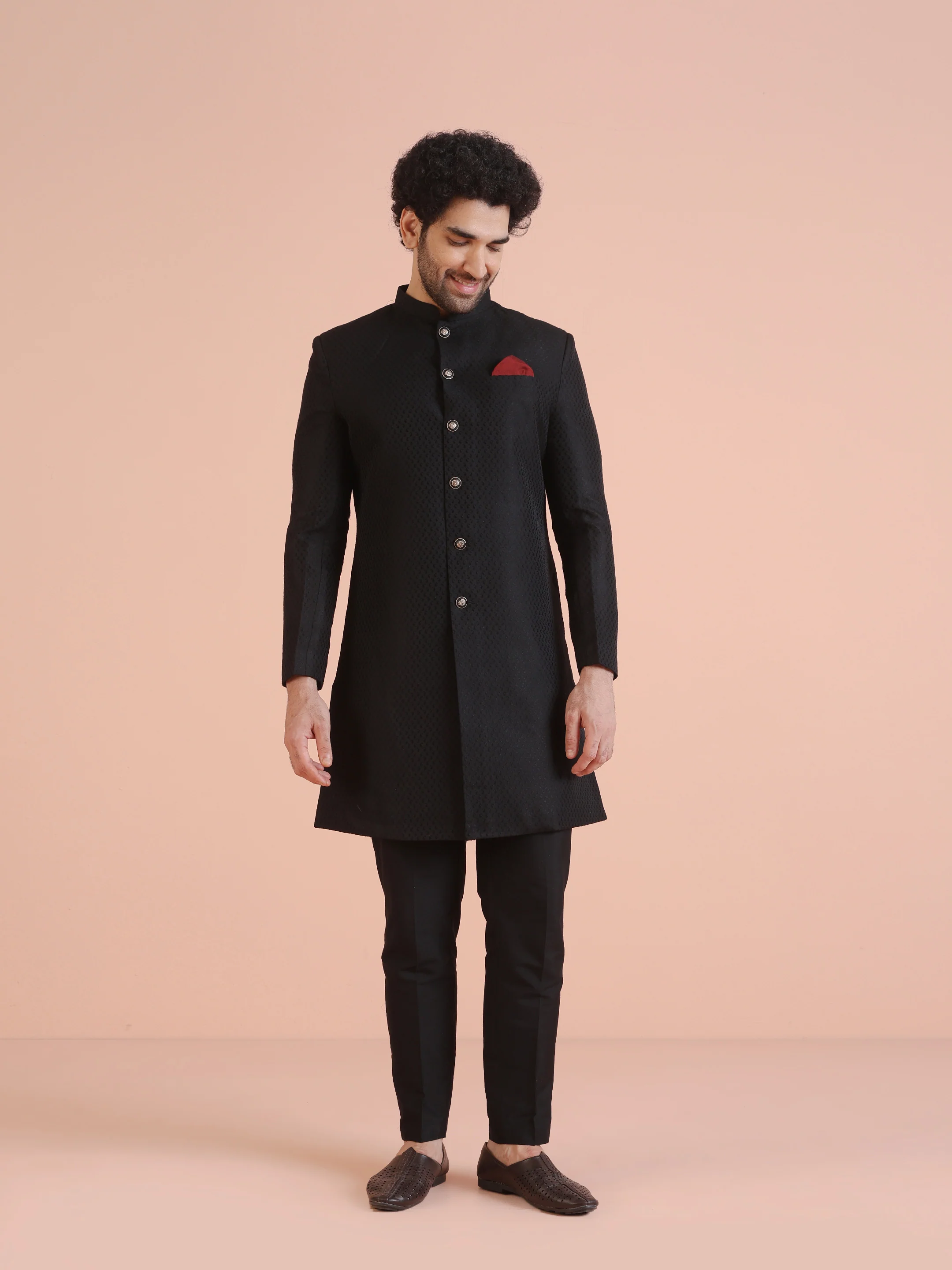 Men Black Indowestern Trouser Set - Image 8