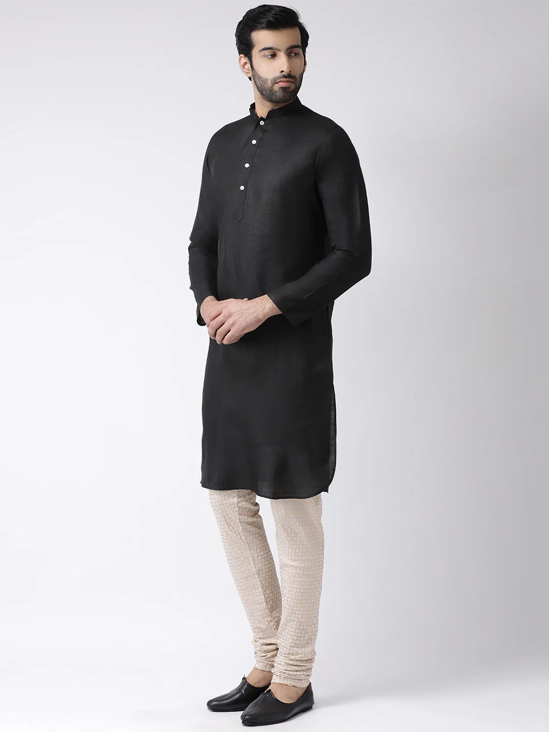 Kisah Men Black Kurta Churidar Set - Image 2
