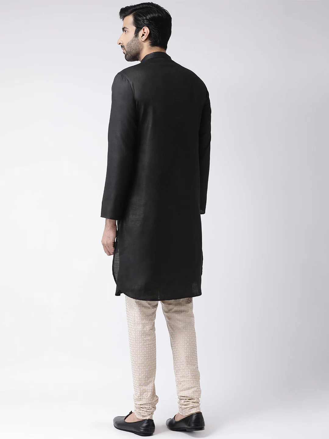 Kisah Men Black Kurta Churidar Set - Image 3