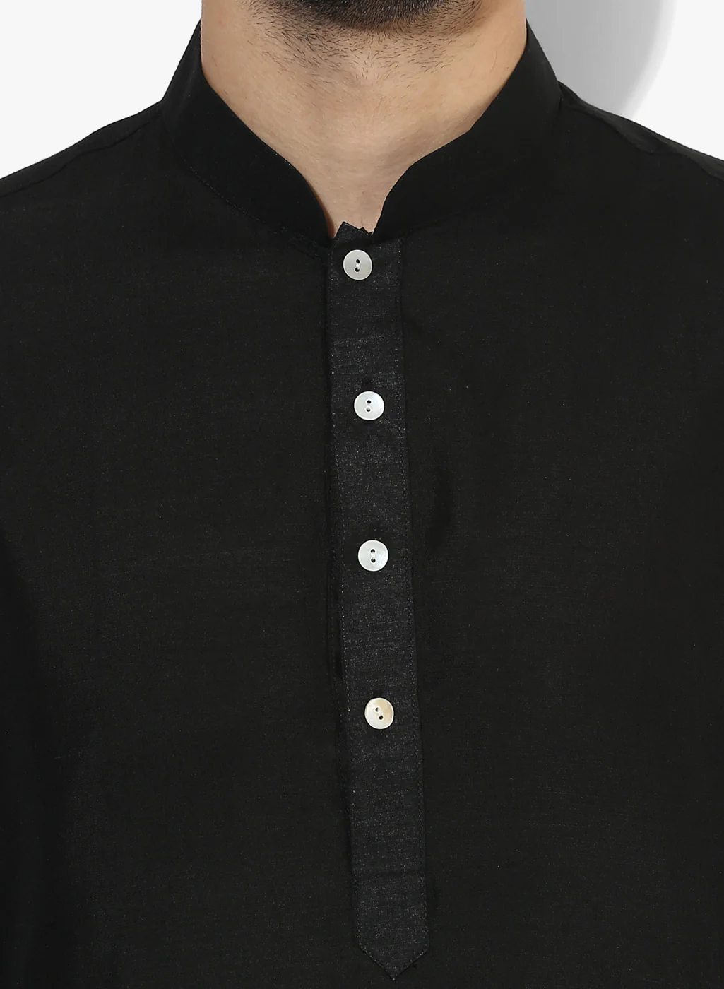 Black Cotton Silk Kurta with Maroon Dhoti Set - Image 5