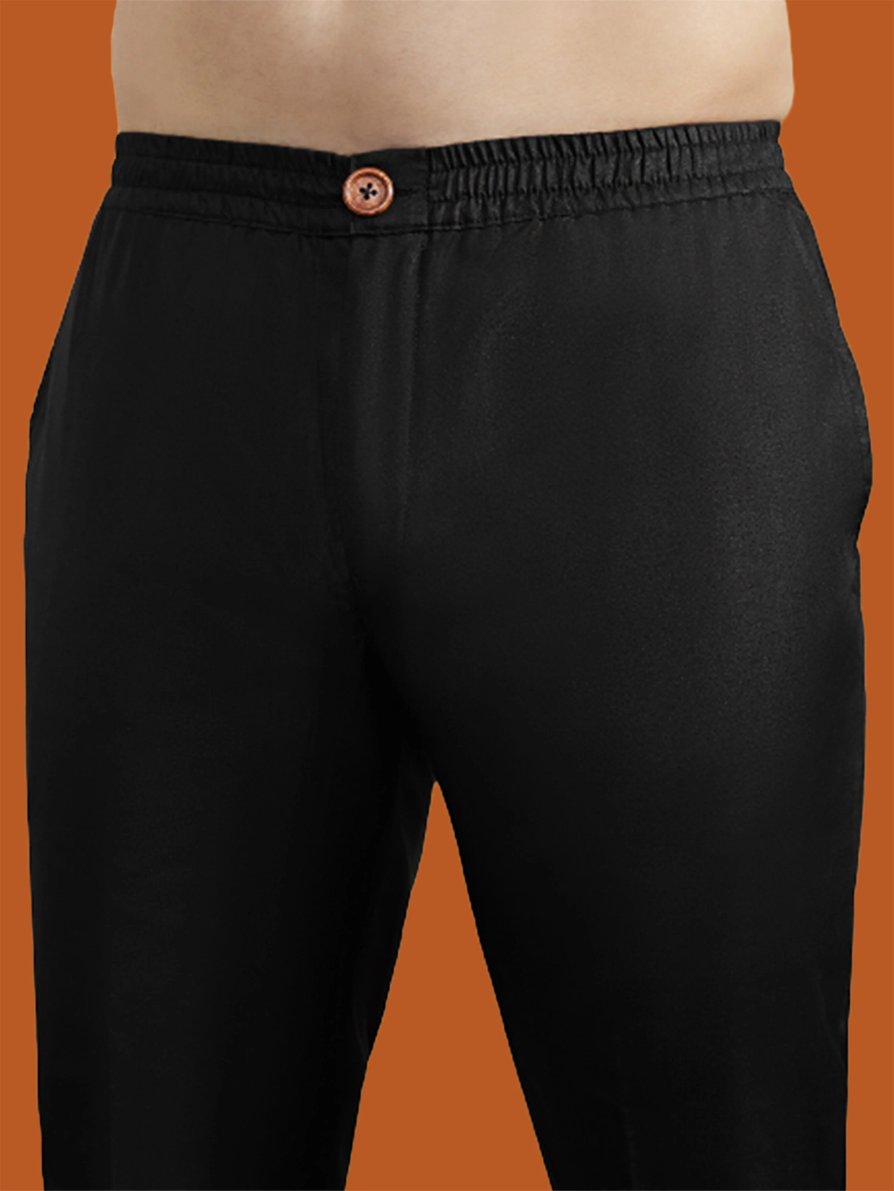 Men Black Textured Kurta Indowestern Trouser Set - Image 7