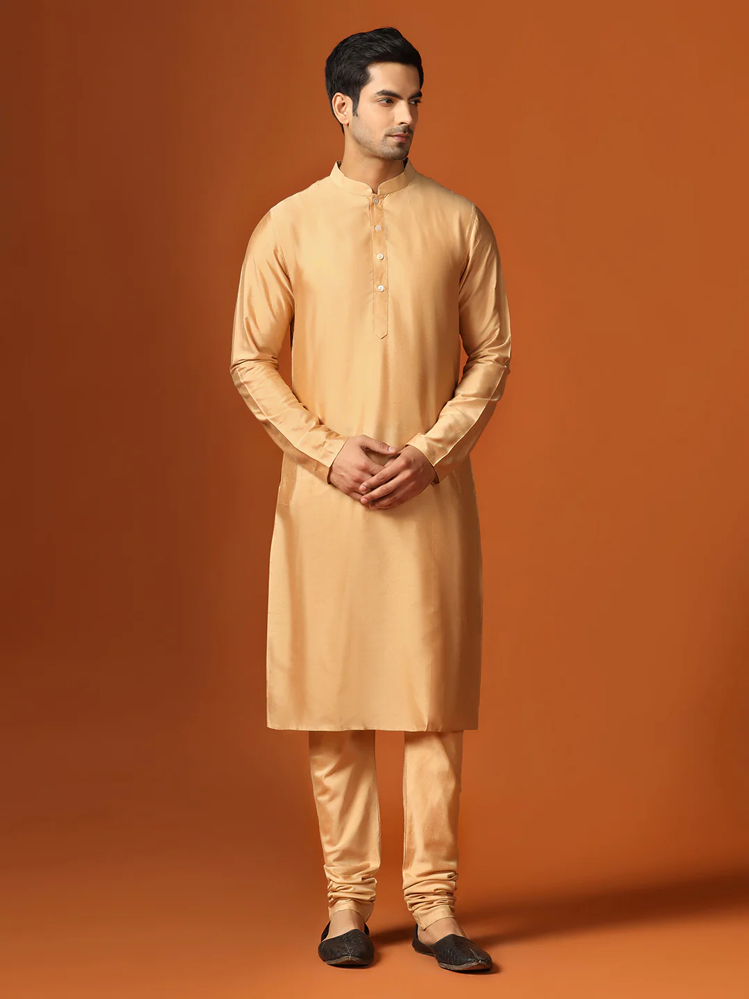 Black Woven Motifs Nehru Jacket Kurta Churidar - Image 6