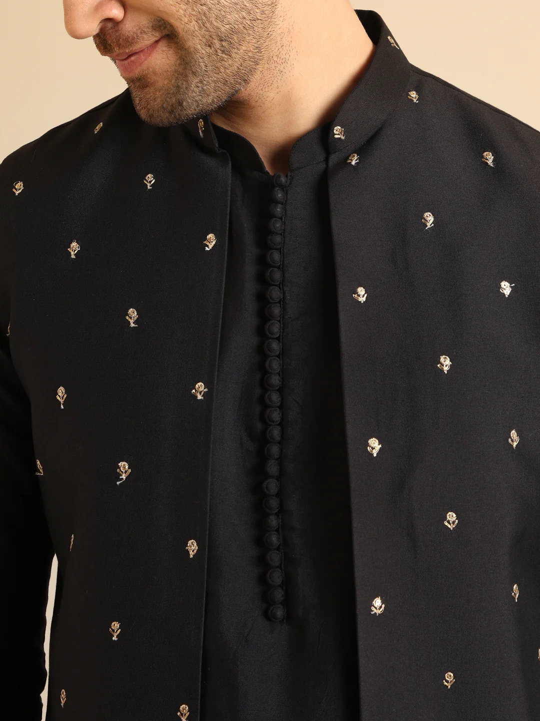 Black Embroidered Jacket Set - Image 6