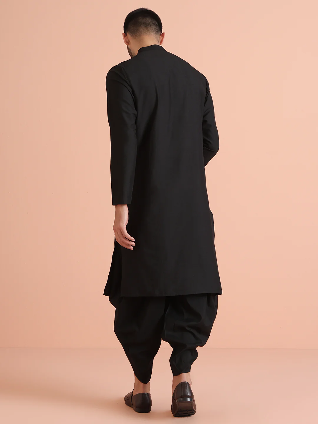 Black Kurta with Silver Thread Embroidery - Image 4