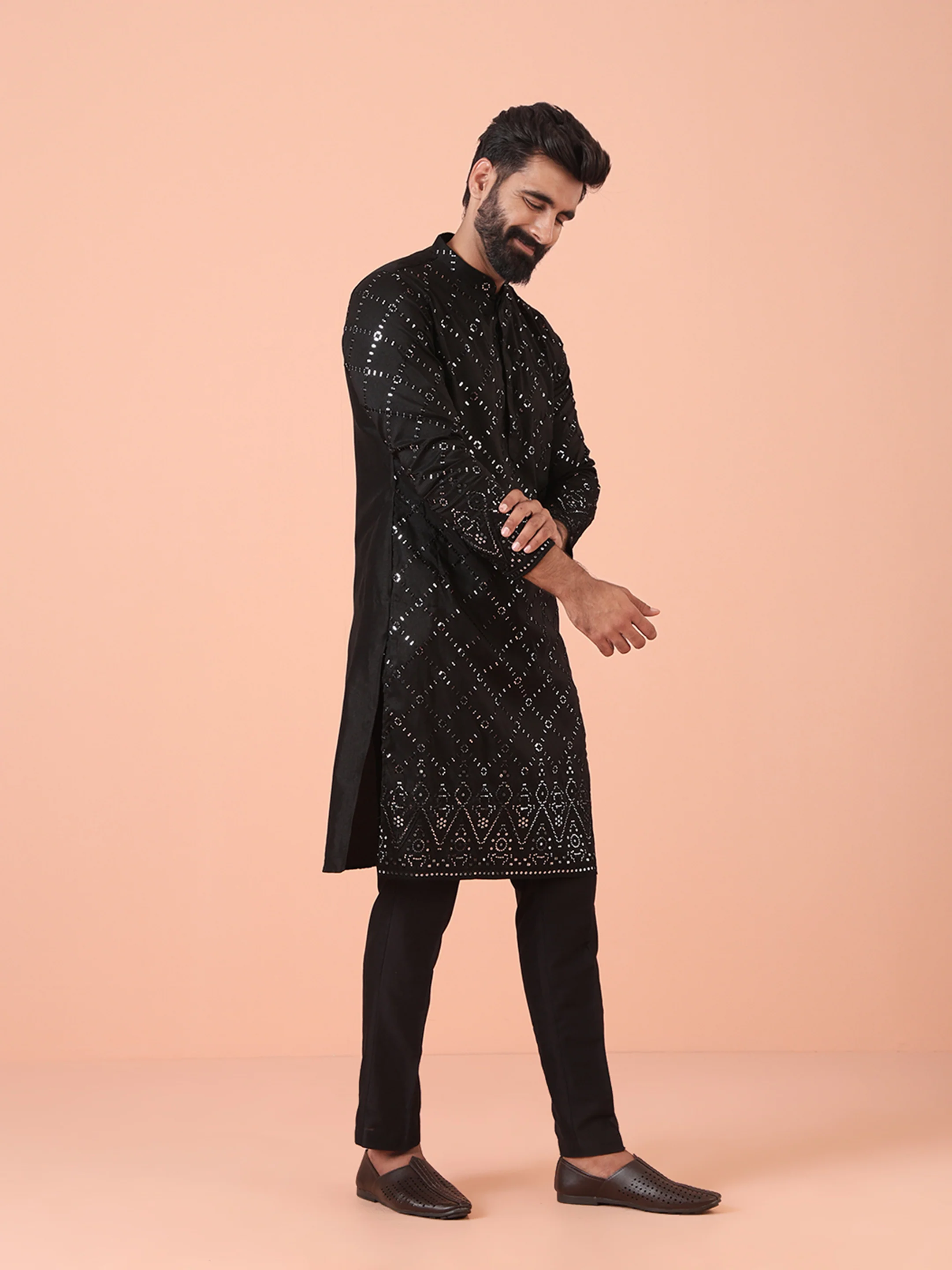 Black Mirror Work Kurta â€“ Festive & Wedding Wear - Image 4