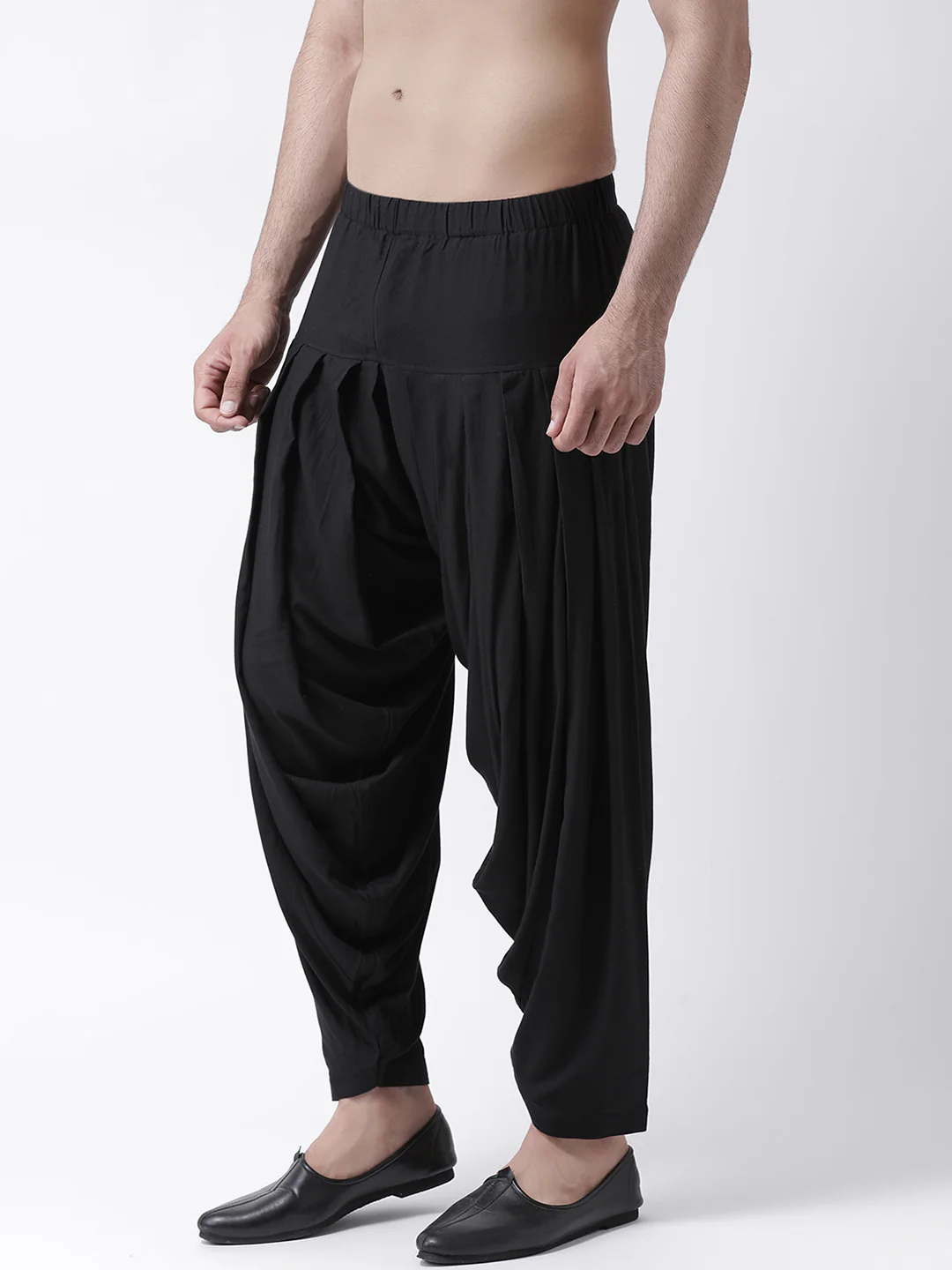 Black Solid Elasticated Patiala - Image 2