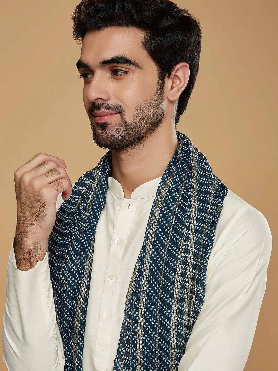 Blue Silk Printed Ethnic Dupatta. - Image 5