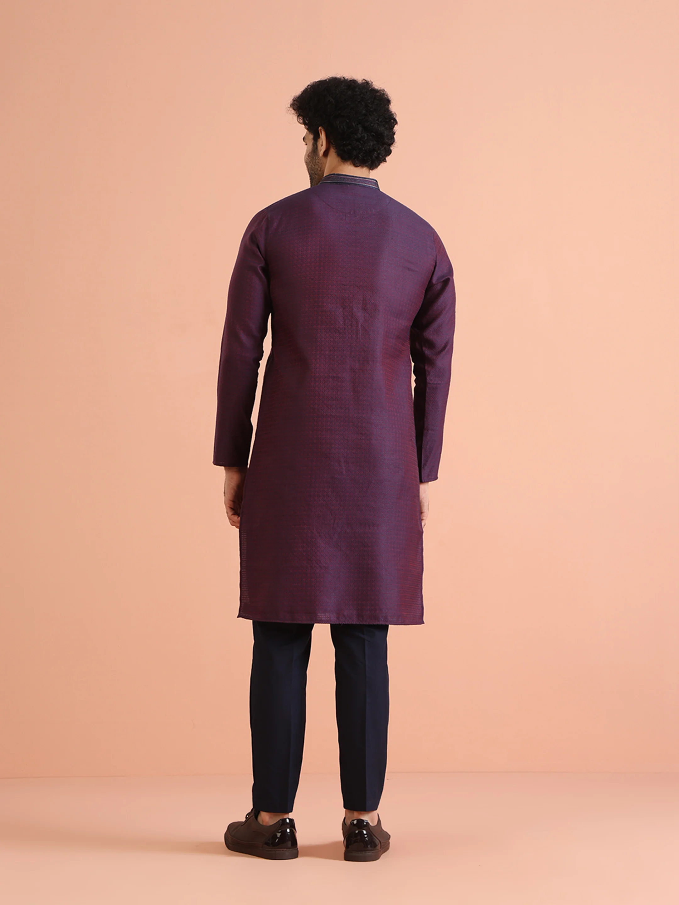 Silk Blend Jacquard Kurta - Image 4