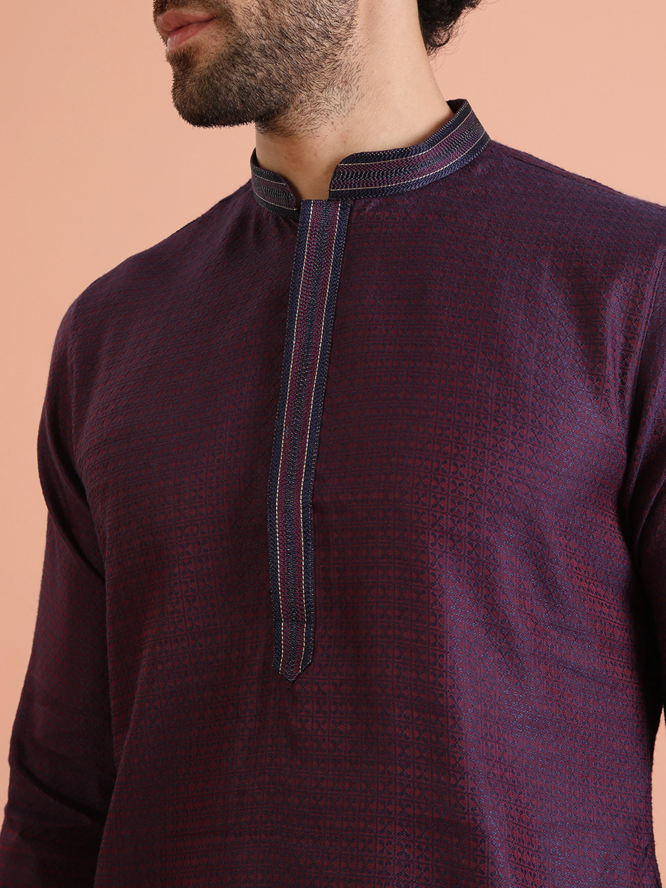 Silk Blend Jacquard Kurta - Image 5