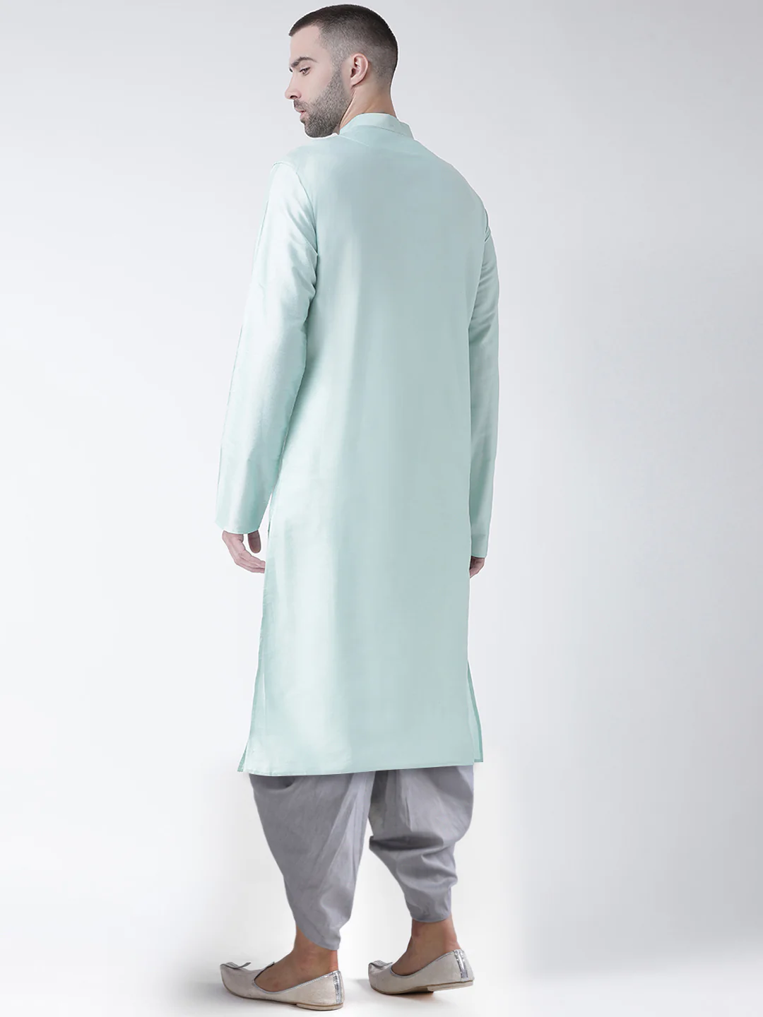 Mint Green Art Silk Kurta Dhoti Set - Image 2