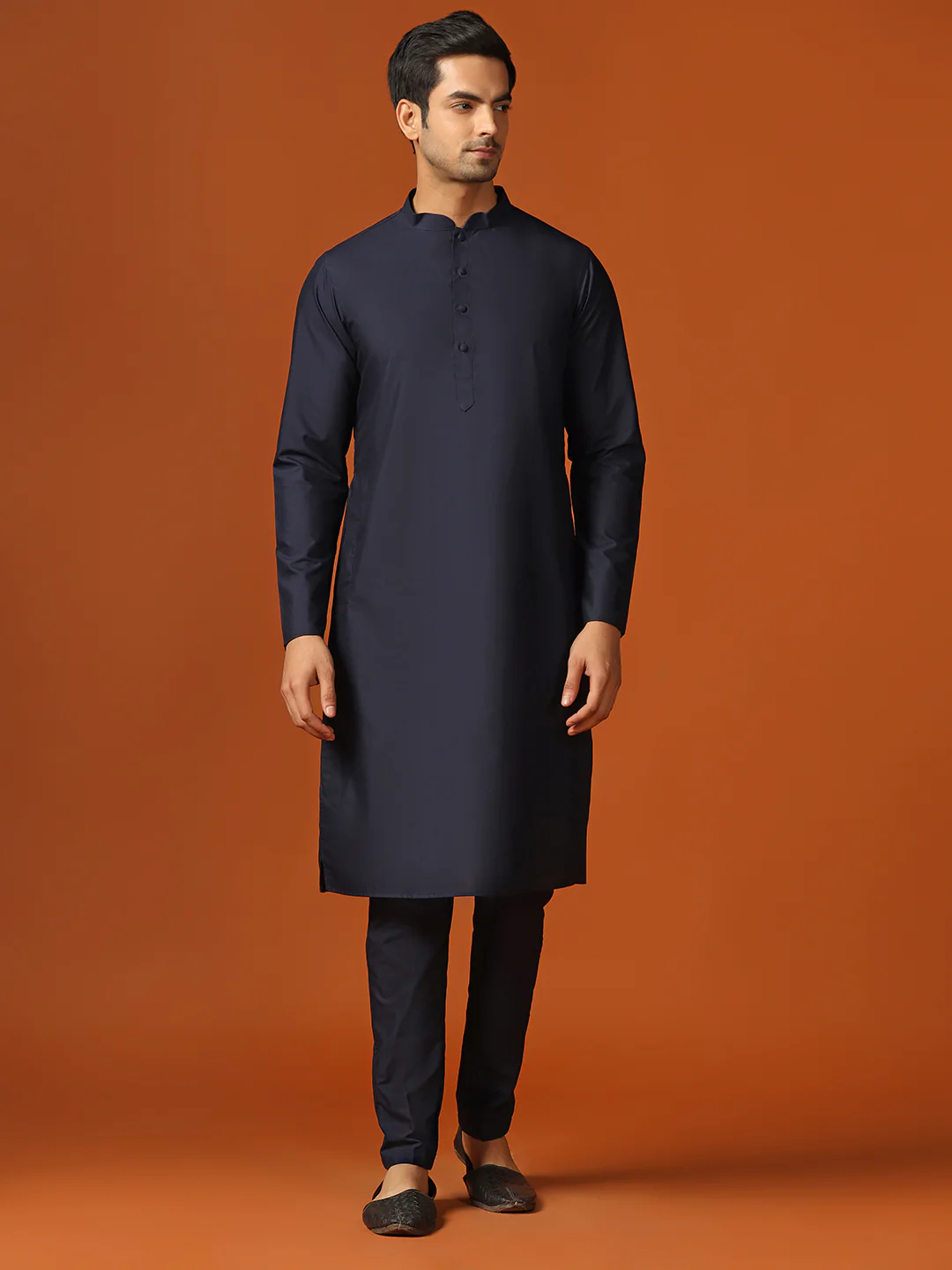 Men Blue Kurta Jacket Trouser Set - Image 6