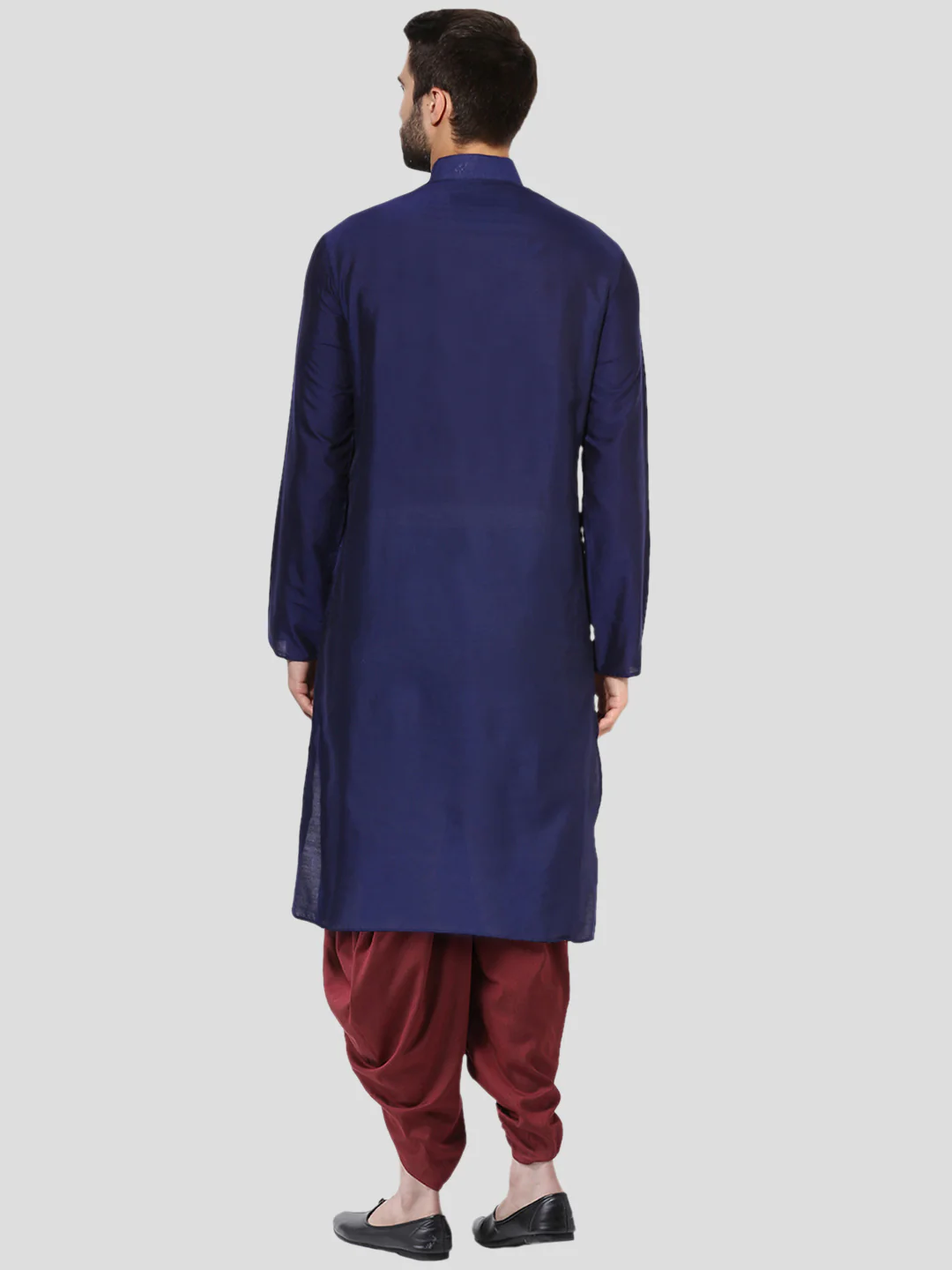 Men Blue Solid Dyed Kurta - Image 3