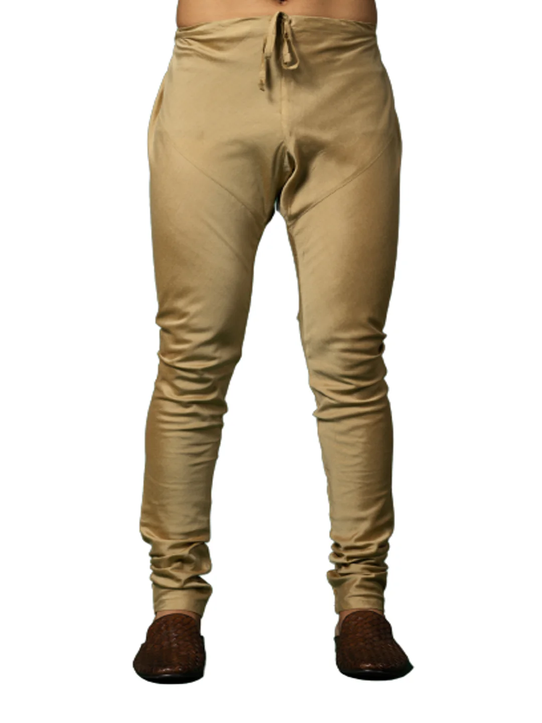 Gold Silk Blend Kurta with Cream Churidar - Image 3