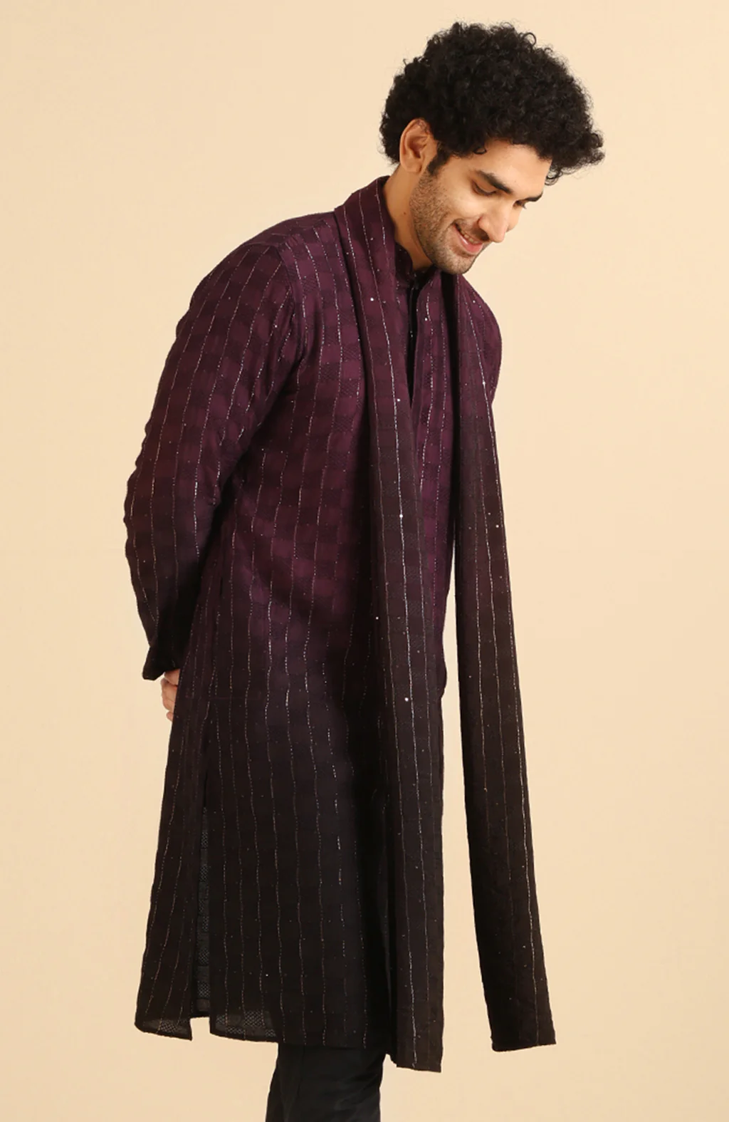 Men Brown Woven Design Dupatta - Image 3