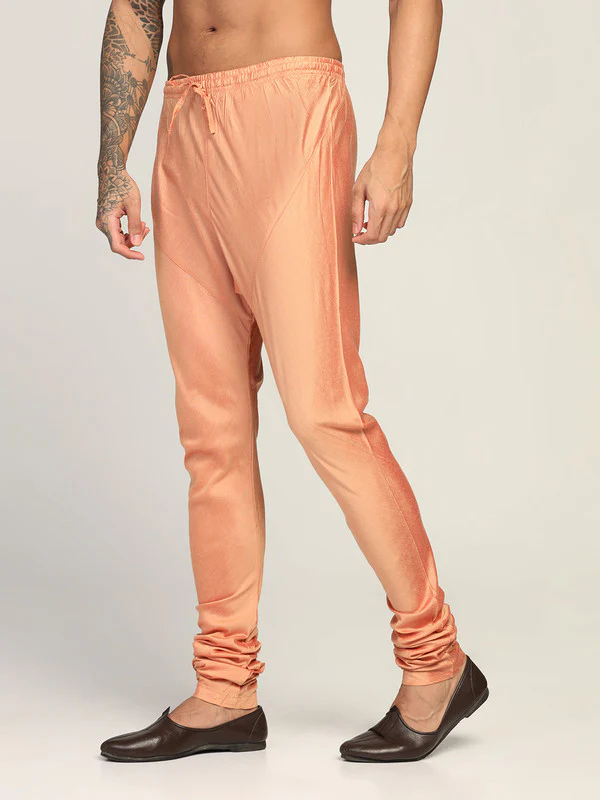 Peach Churidar Bottomwear â€“ Elasticated Ethnic Fit - Image 3