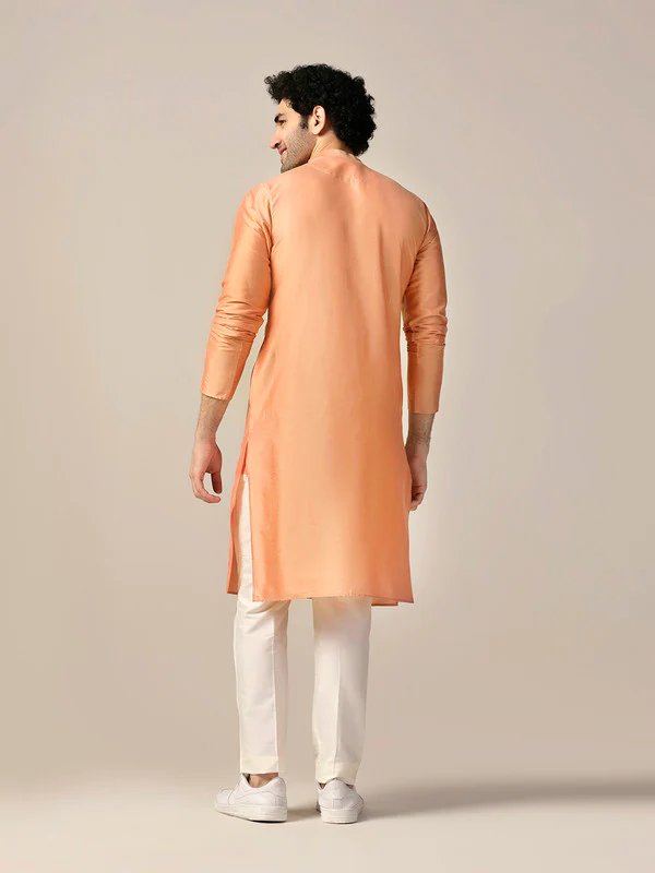 Men Coral Kurta Trouser Set - Image 4