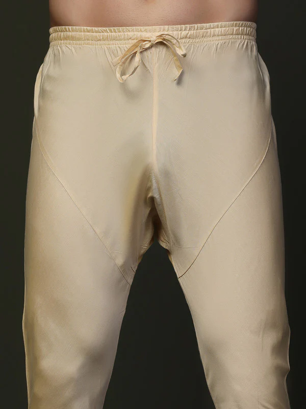 Beige Solid Elasticated Churidar - Image 5