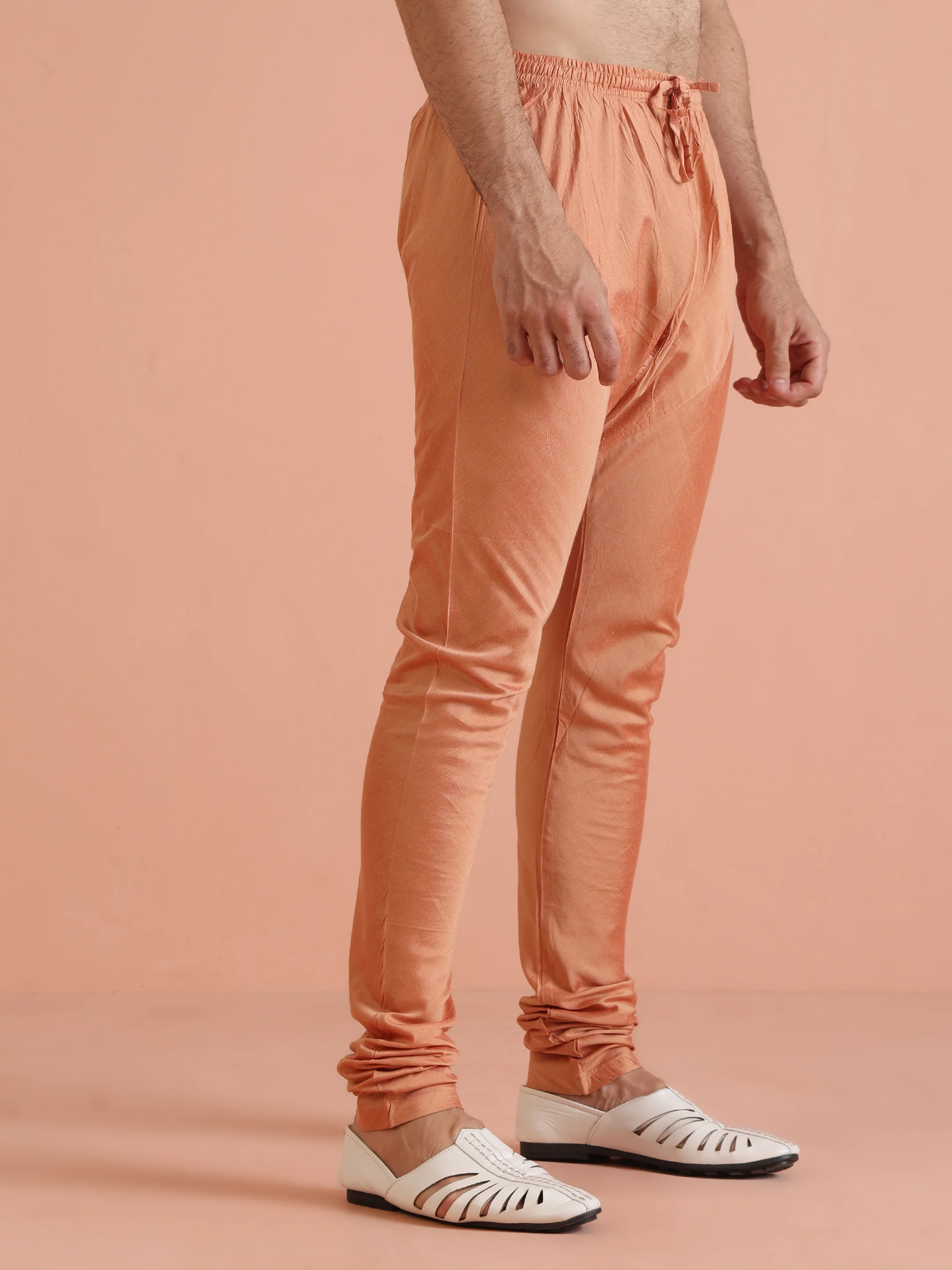 Men Cream Jacquard Kurta Indowestern Churidar Set with Ethnic Motifs - Image 6