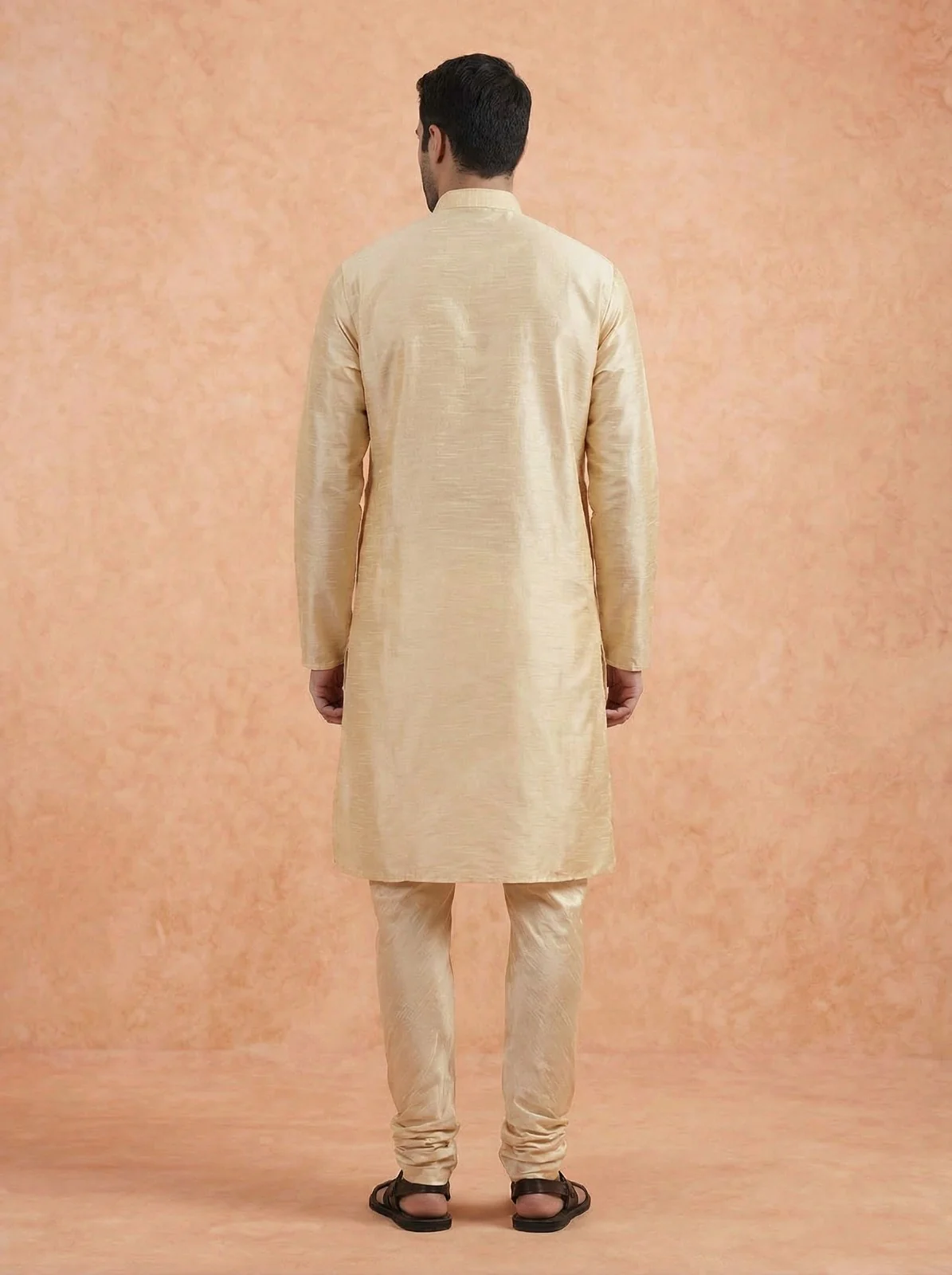 Cream Solid Silk Blend Kurta - Image 4