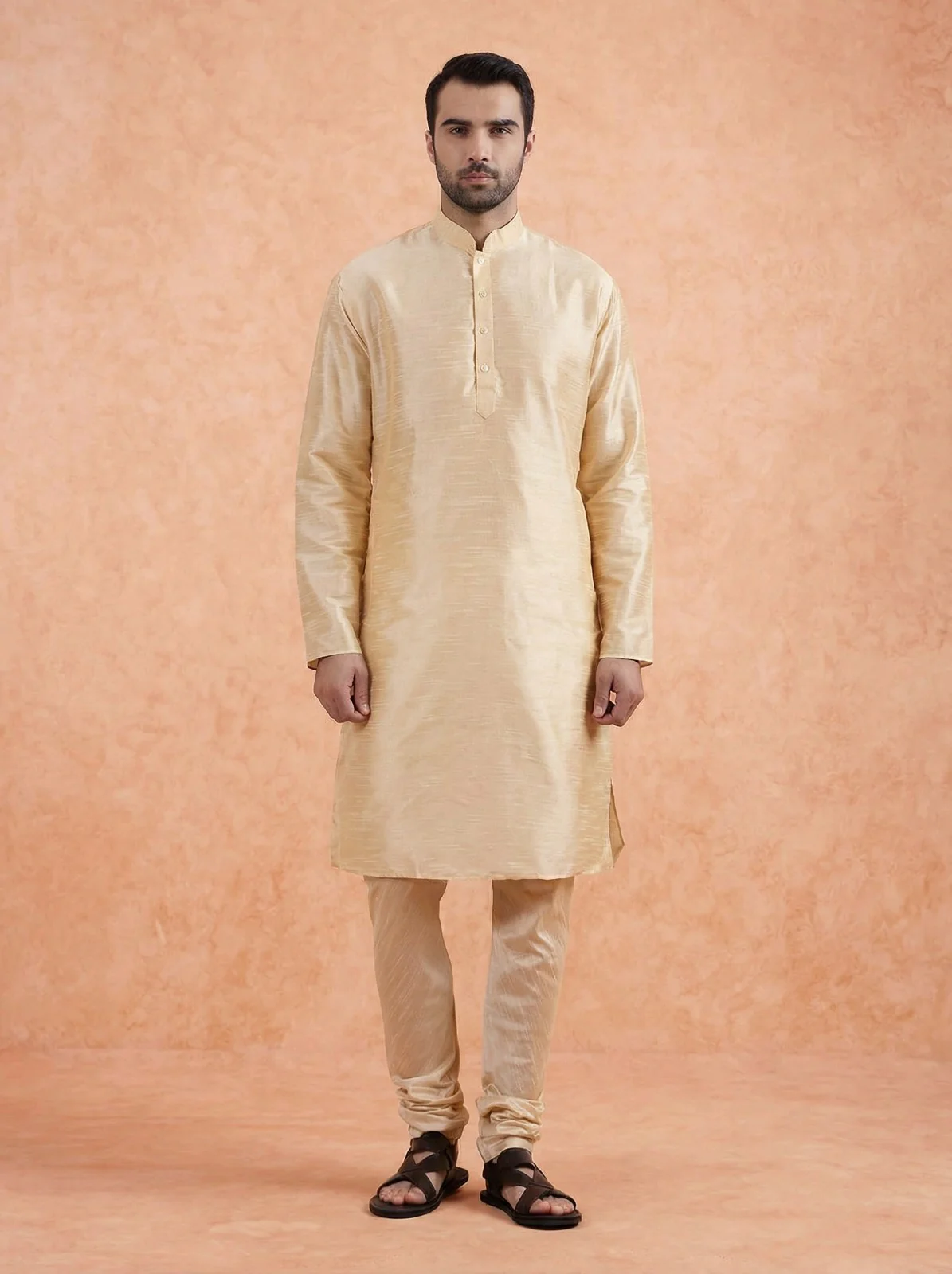 Cream Solid Silk Blend Kurta - Image 6