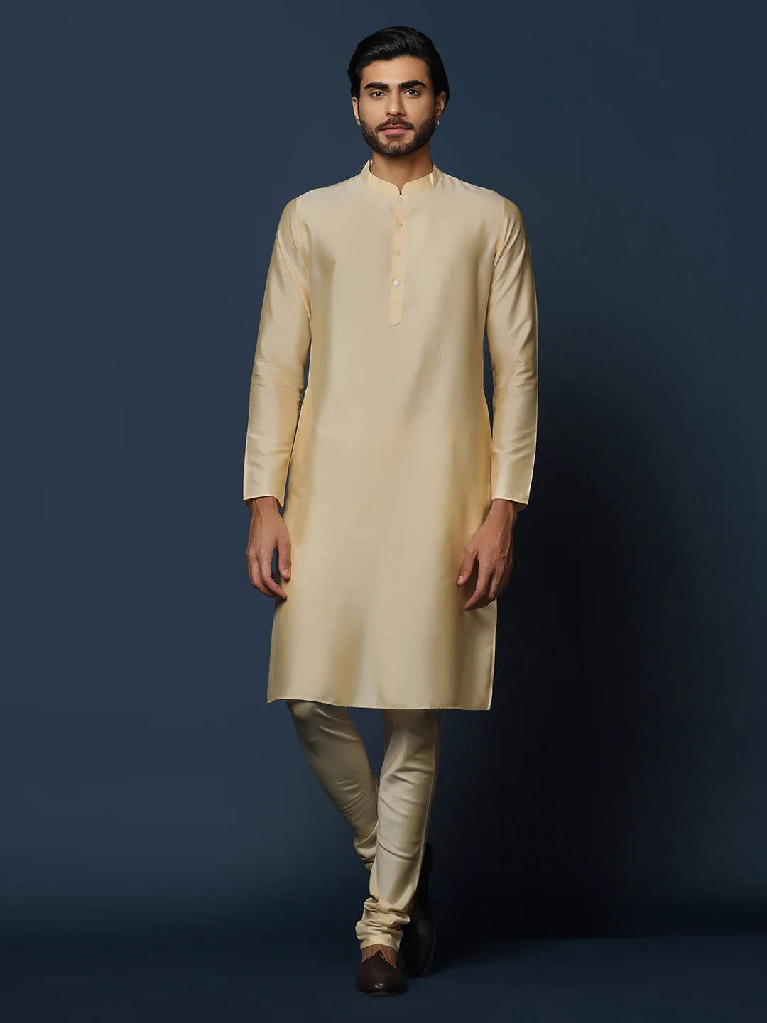 Cream Jacquard Indo-Western Set - Image 5
