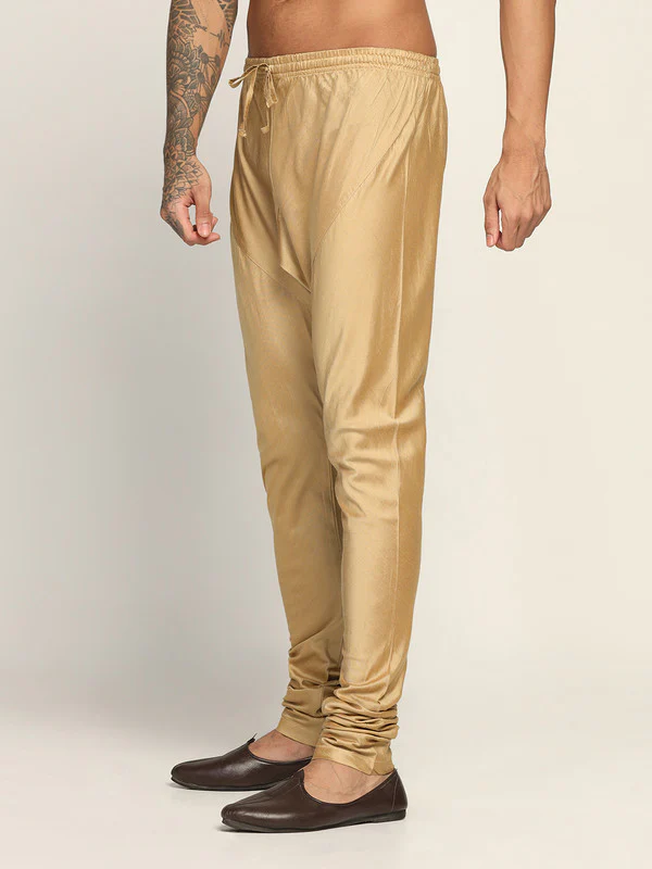 Gold Art Silk Solid Churidar - Image 3