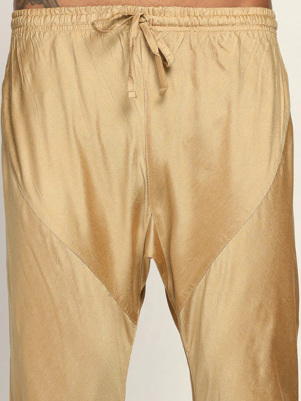 Gold Art Silk Solid Churidar - Image 5