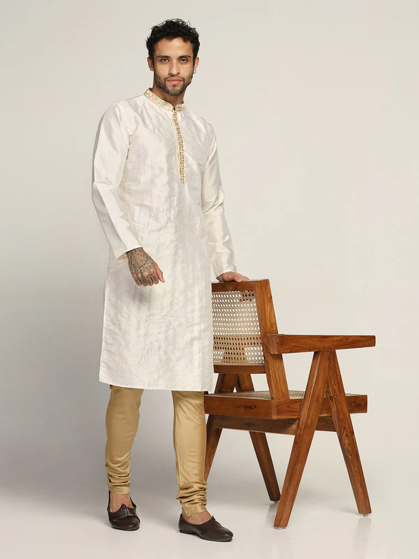 Gold Art Silk Solid Churidar - Image 6