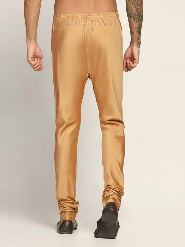 Gold Silk Blend Solid Churidar. - Image 4