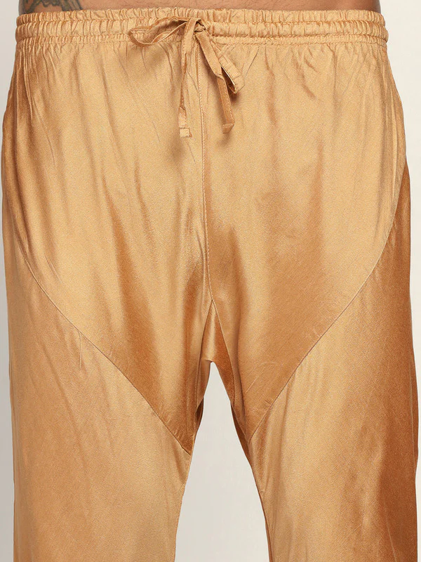 Gold Silk Blend Solid Churidar. - Image 5