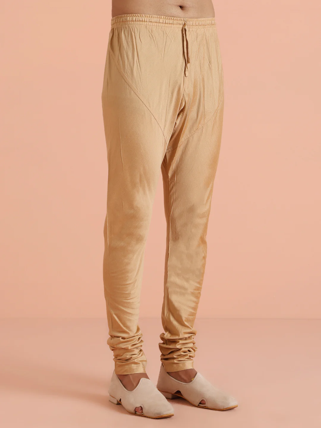 Men Gold Kurta Indowestern Churidar Set - Image 7