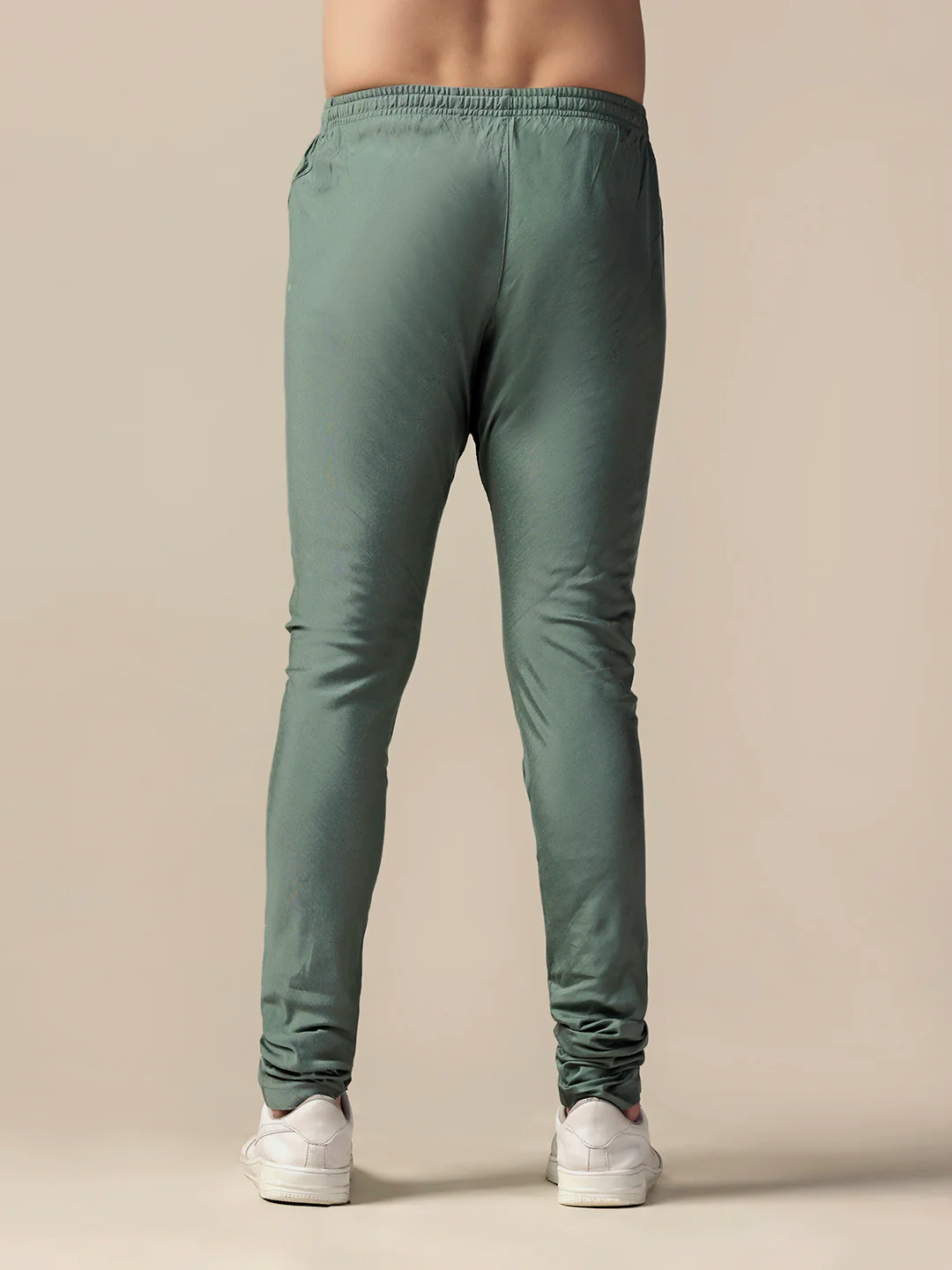 Sage Green Art Silk Solid Churidar Pajama - Image 4