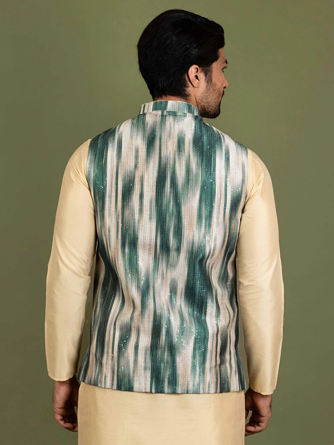 Kisah Men Green Nehru Jacket (Set of 1) - Image 4