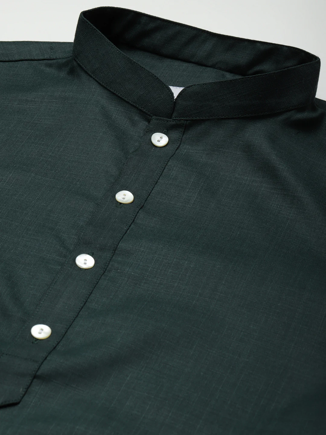 Kurta Churidar Set with Dupatta â€“ Silk Blend Dark Green Kurta with Cream Churidar & Embroidered Black Dupatta â€“ Wedding & Festive Outfit - Image 5