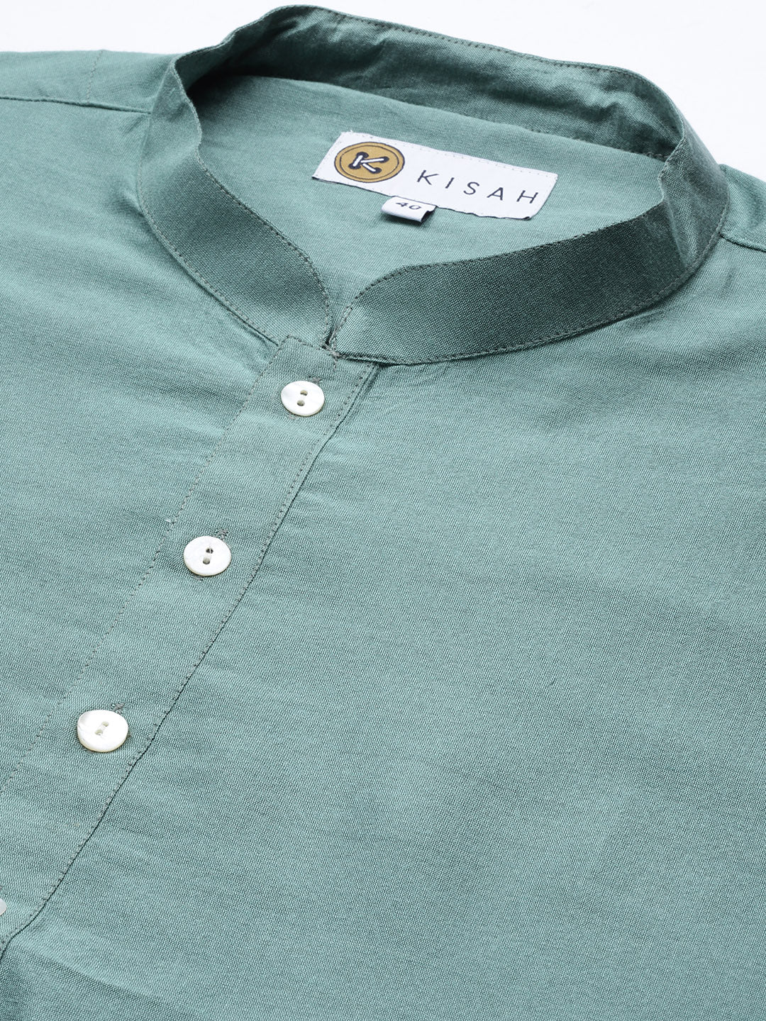 Men Green Kurta Churidar Set - Image 5