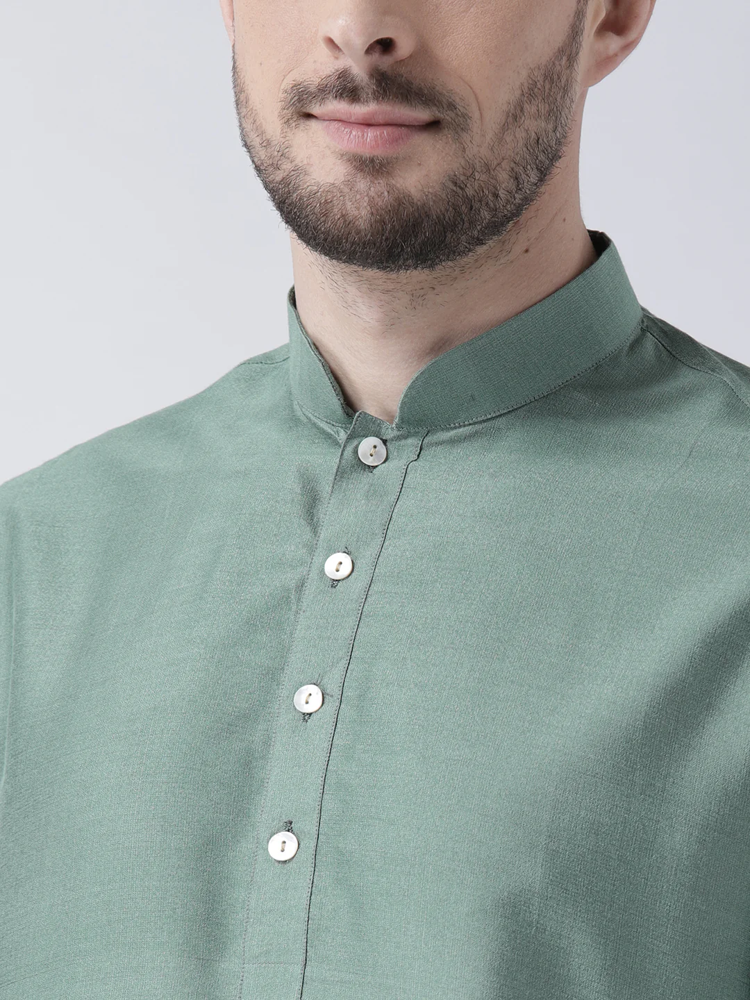 Men Green Kurta Churidar Set - Image 5