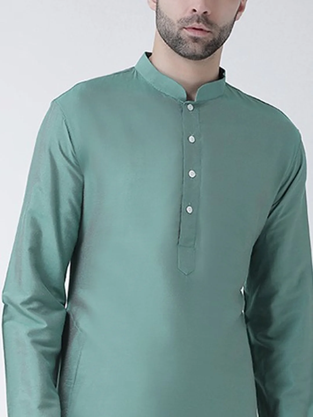 Men Green Kurta Churidar Set - Image 4