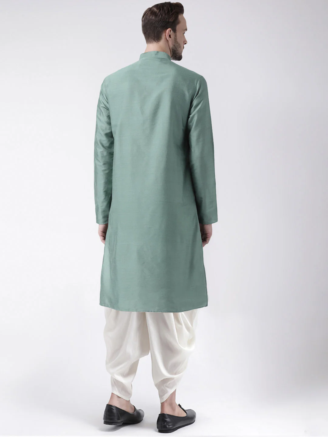 Cream Silk Blend Kurta with Beige Dhoti - Image 4