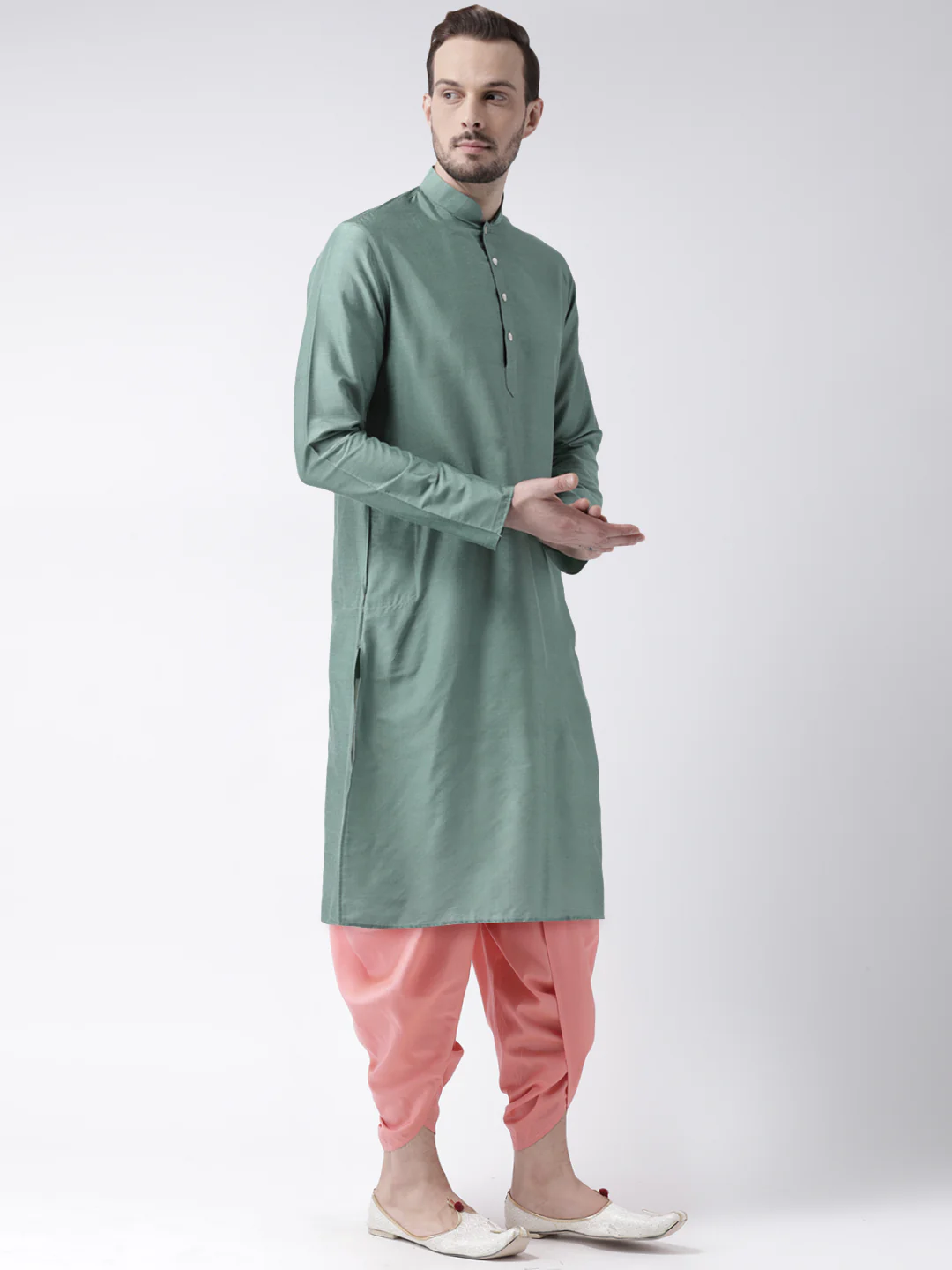 Mint Green Kurta Dhoti Set - Image 2