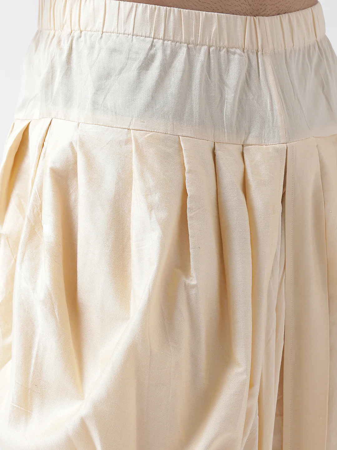 Light Green Silk Blend Solid Kurta Beige Dhoti - Image 5