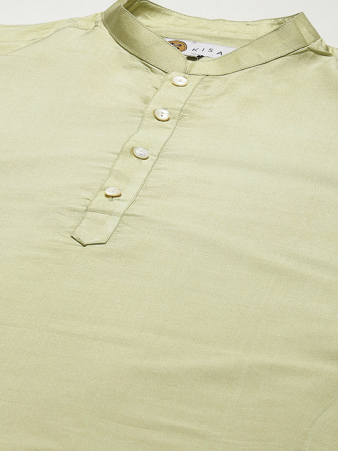 Mint Green Silk Blend Solid Kurta Dhoti Set - Image 4