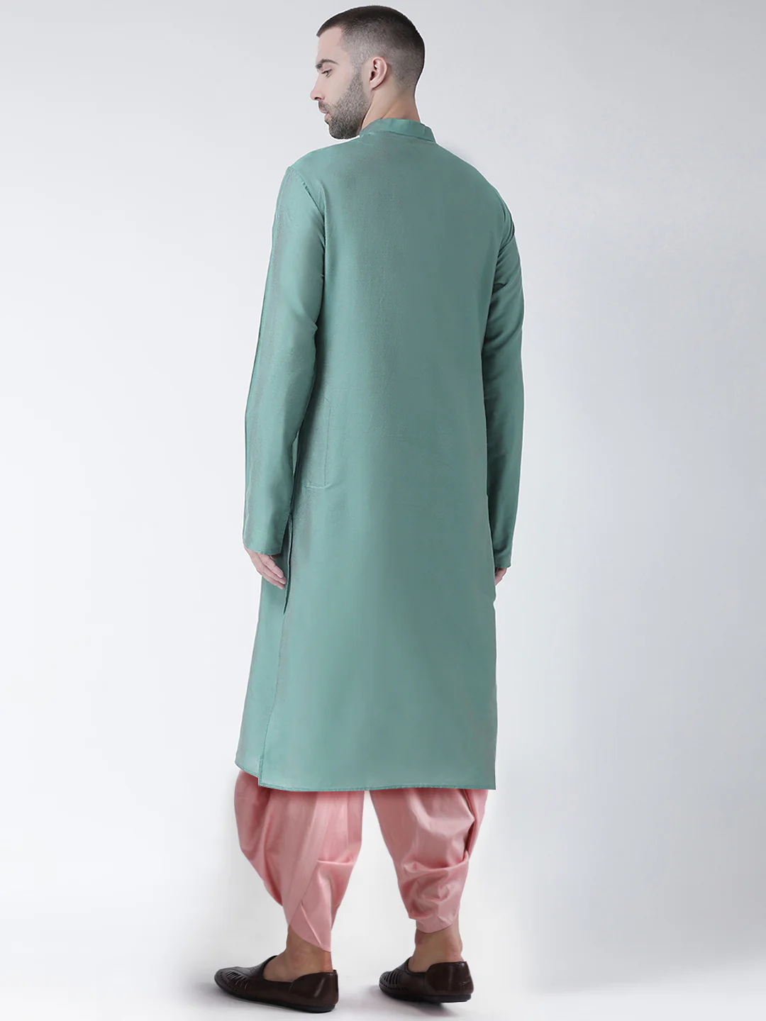 Kisah Men Green Kurta Dhoti Set - Image 3
