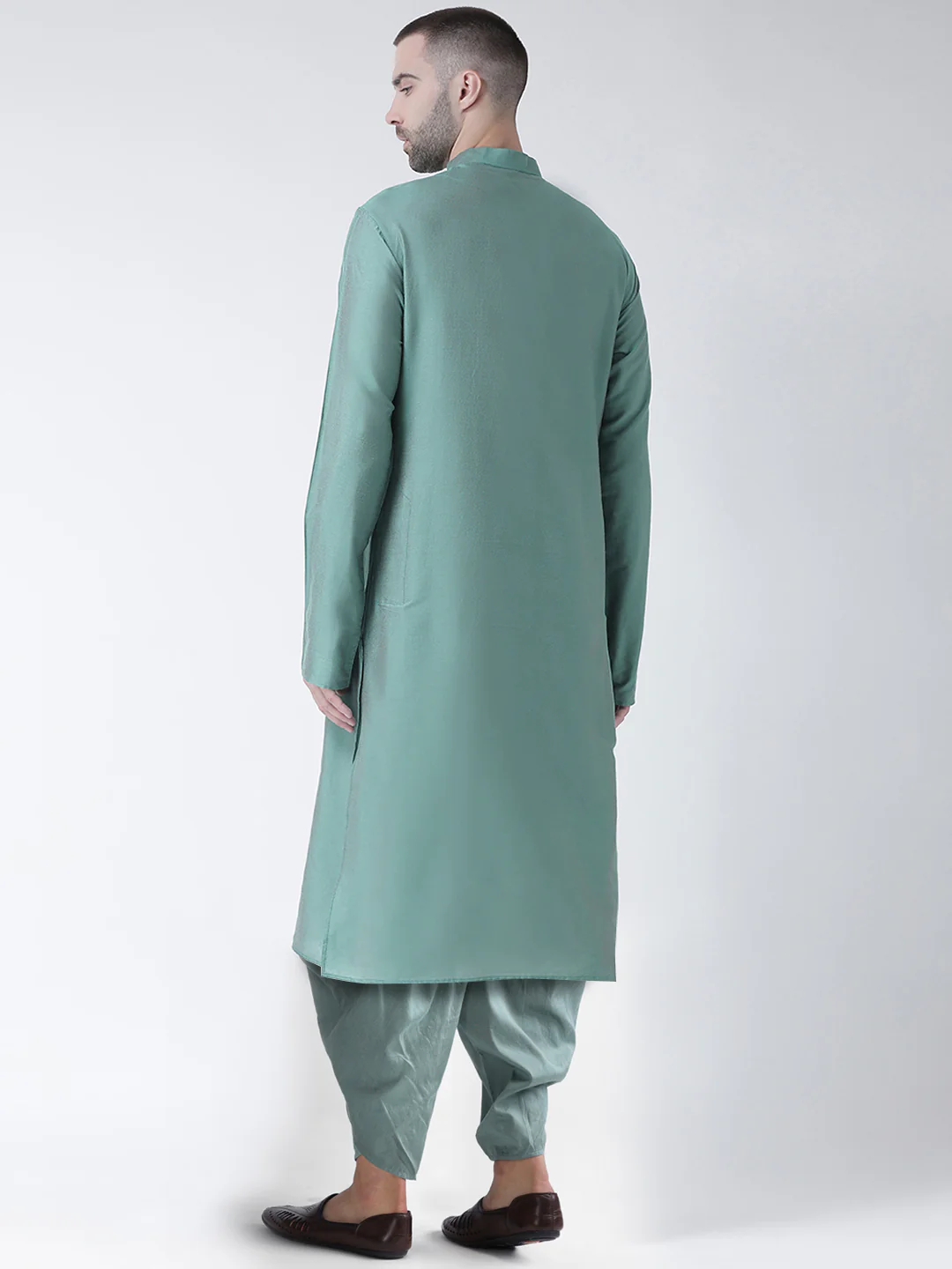 Sage Green Silk Blend Kurta with Dhoti - Image 3